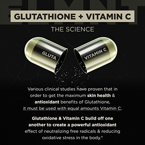 Glutathione and Vitamin C capsules promoting skin health and antioxidant benefits.