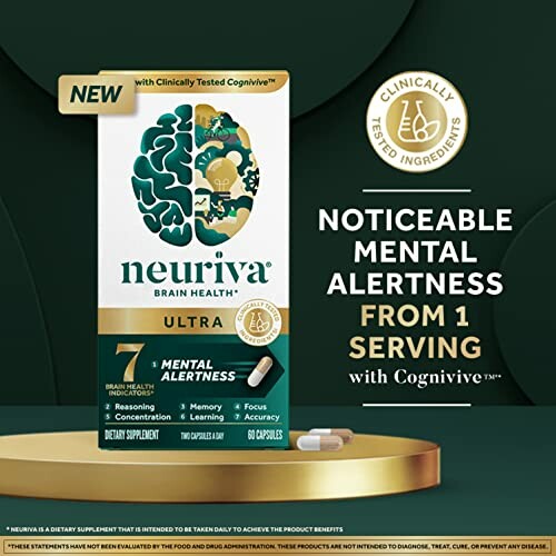 Neuriva Ultra brain health supplement packaging with capsules.