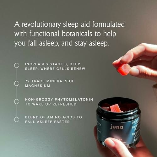 Botanical sleep aid with benefits listed.